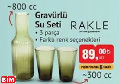 RAKLE GRAVÜRLÜ SU SETİ
